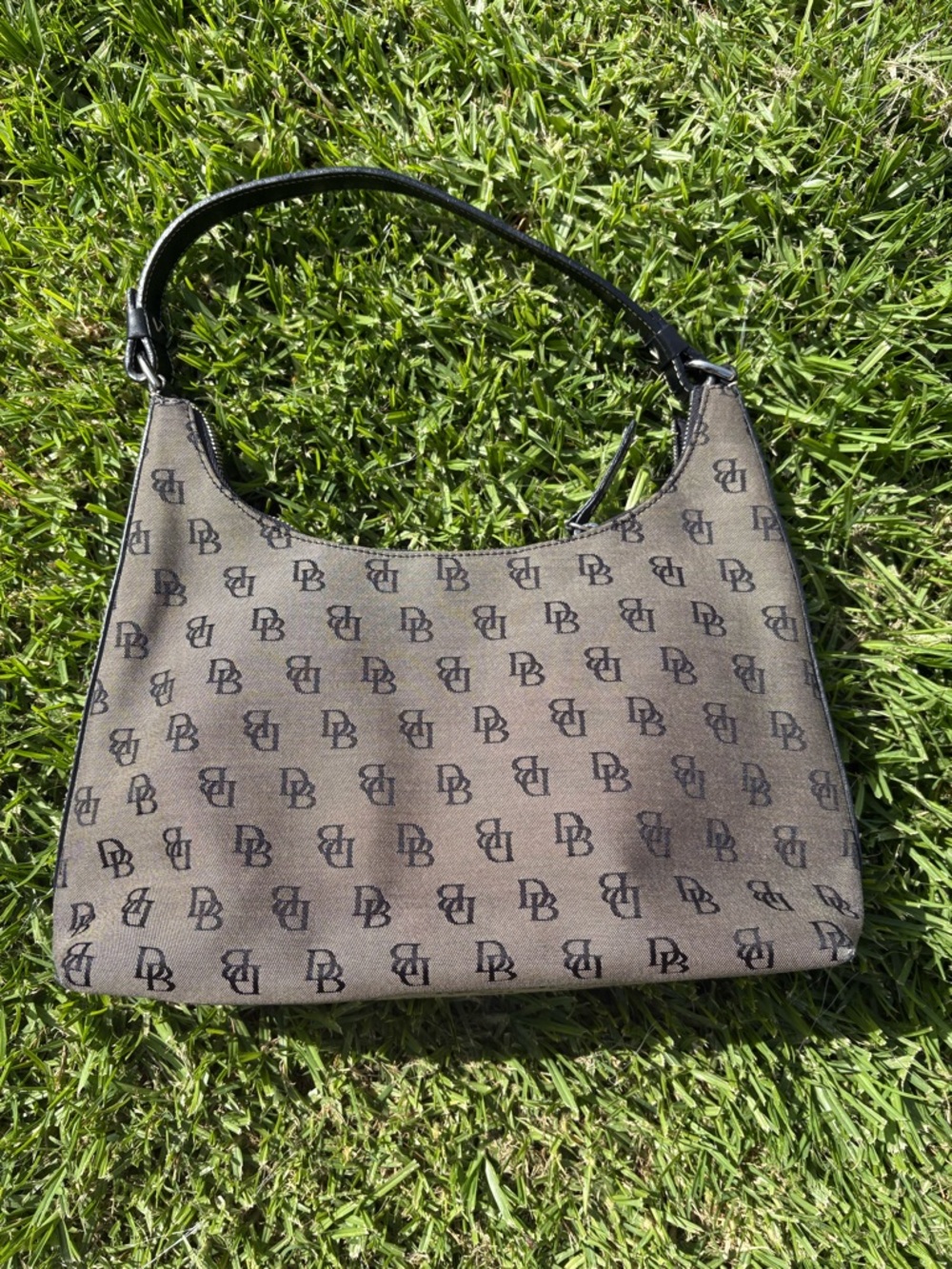 Dooney & Bourke Brown Logo Hobo Shoulder Bag with Black Handle